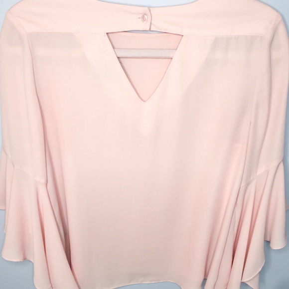 Suzy Shier Pink Blouse with Ruffle Bell Sleeves - Picture 7 of 8